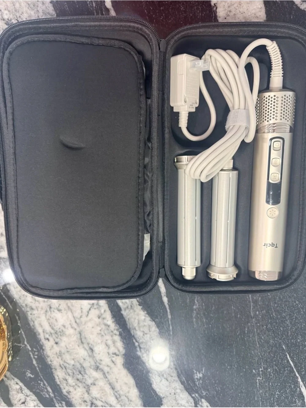 Silver Portable Hair Styling Iron with Travel Case